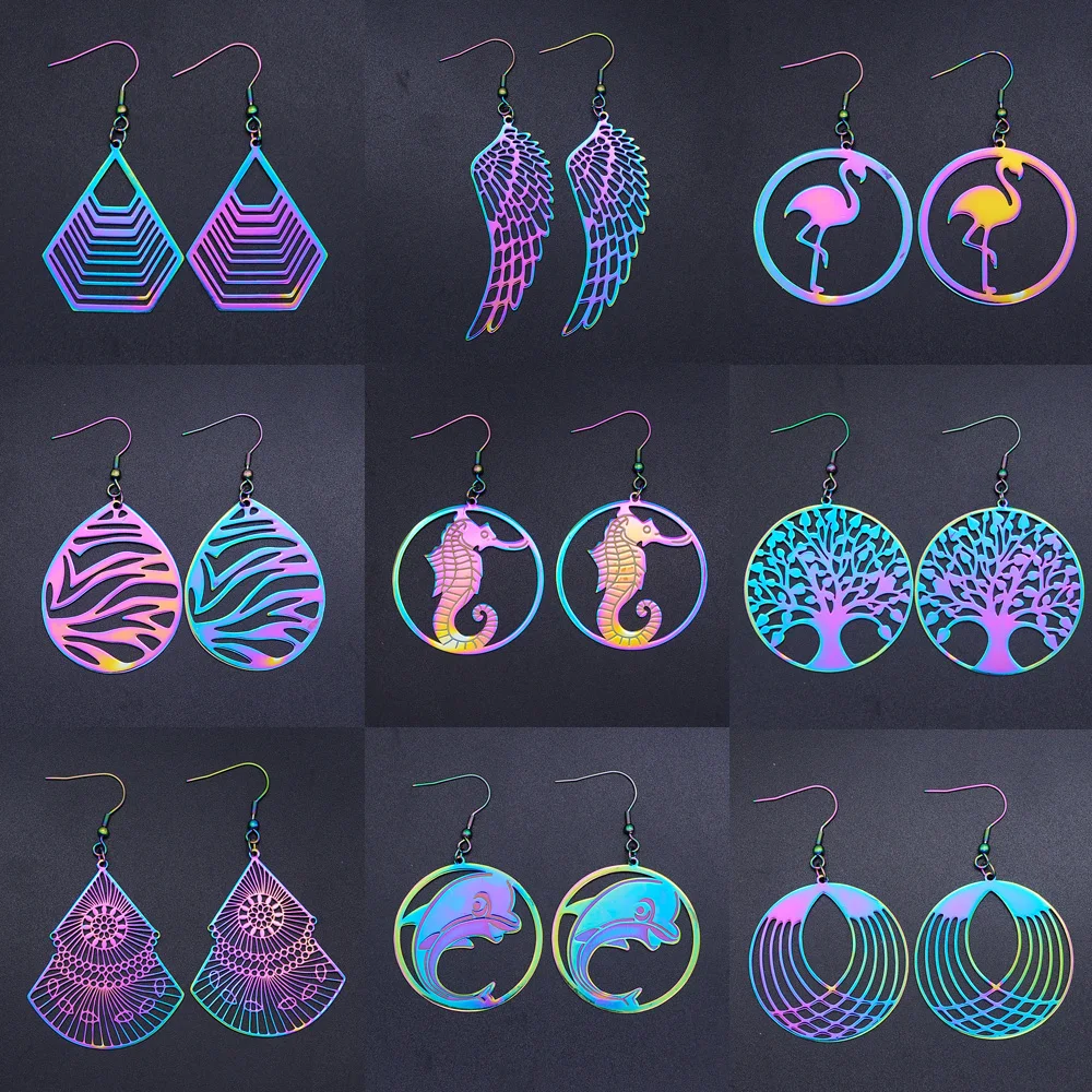 Женские серьги подвески из нержавеющей стали в виде крыльев