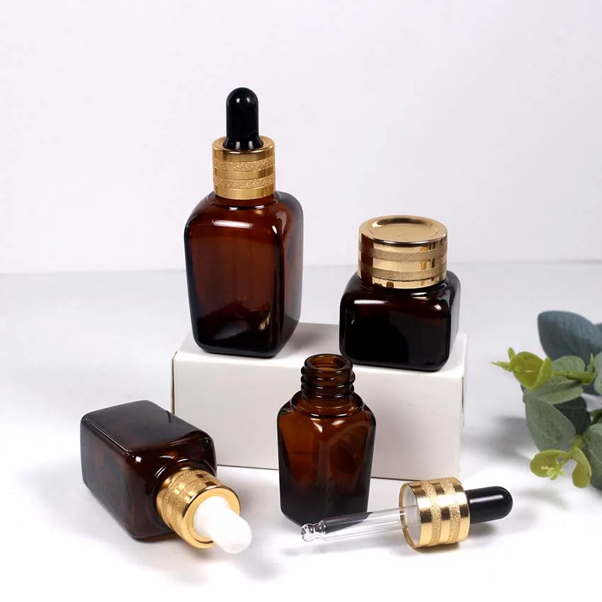 10 мл 20 30 50ml100ml коричневый Стекло Квадратная бутылка капельница косметические