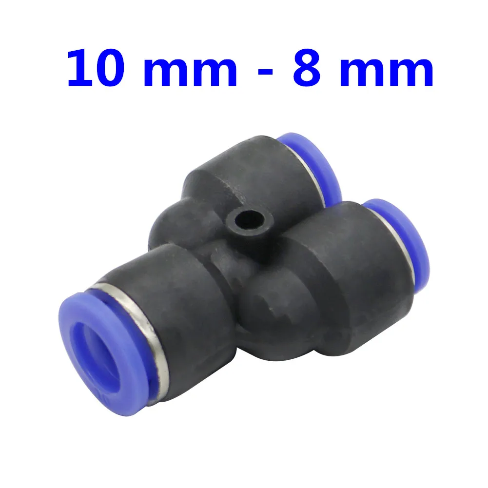 10mm-8mm Пневматическая трубка с 3 портами Y, 12 мм, 8 мм, 10 мм, 6 мм, 4 мм, 16 мм, пневматический соединитель, нажимной замок, быстрое соединение - Цвет: 10mm-8mm