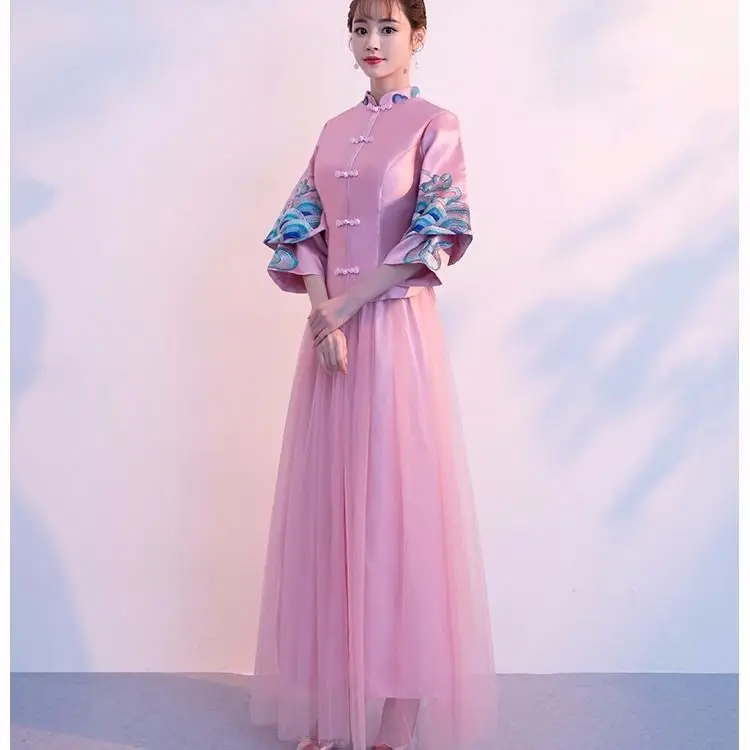 

Chinese sisters bridesmaid dresses regiment party dresses female long Chinese wind restoring ancient ways girlfriends bridesmaid