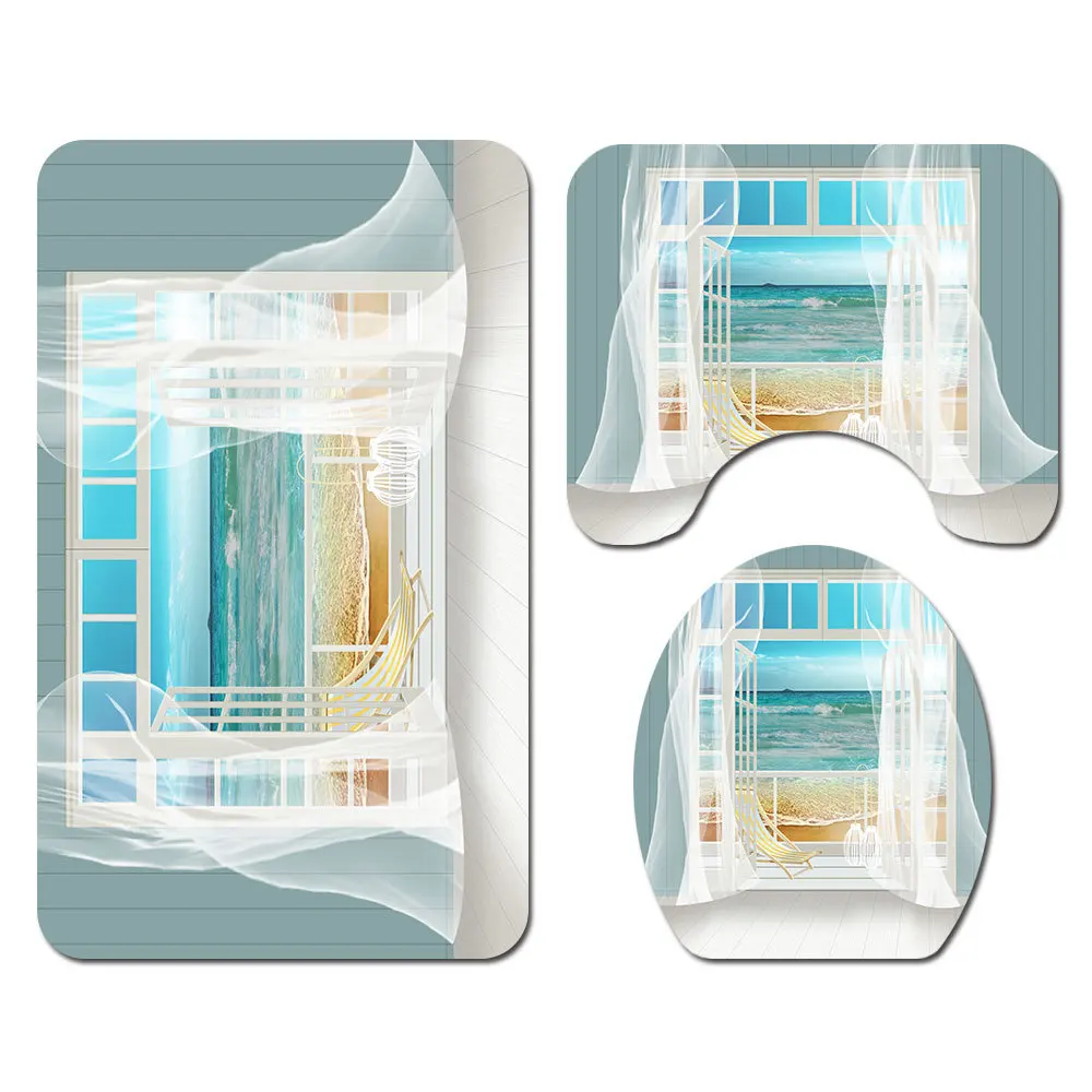 Funny Bathroom Mat Shower Room Bath And Curtain Set Polyester Waterproof 180x180cm With | Дом и сад