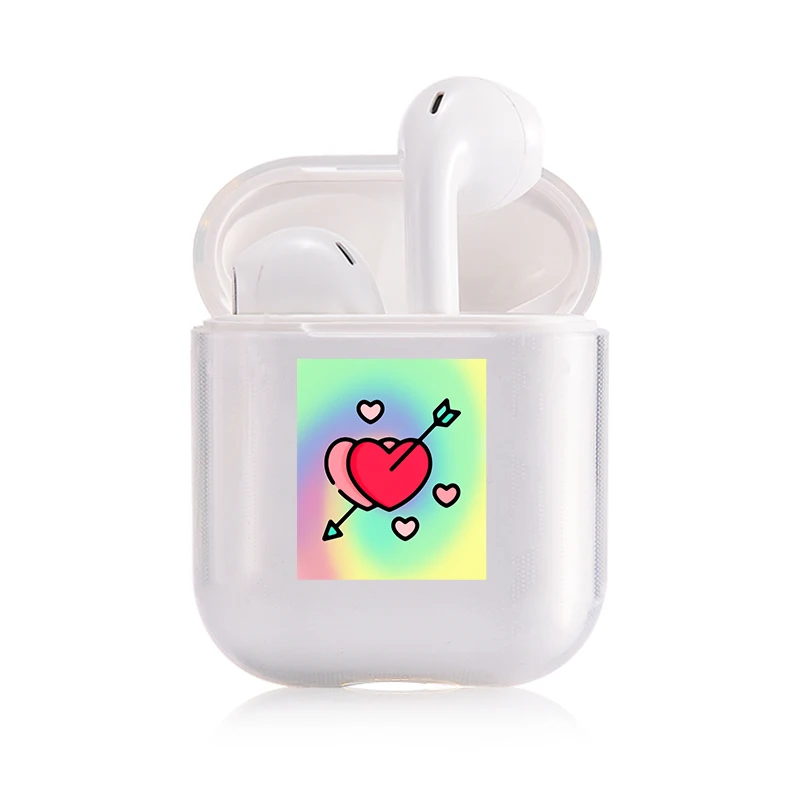 Хроматический модный наушник чехол для Apple Airpods чехол простой милый любовь сердце Bluetooth поп AirPods чехол прозрачный жесткий чехол