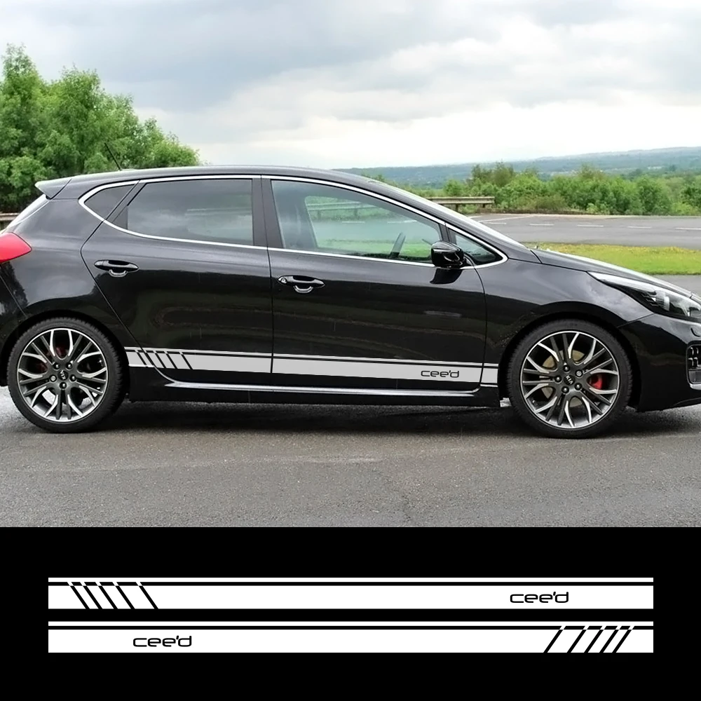 2pcs Side Stripe Car Sticker For Kia Ceed Auto Vinyl Film Racing Sports Graphics Styling Decal Decoration Tuning Accessories | Автомобили