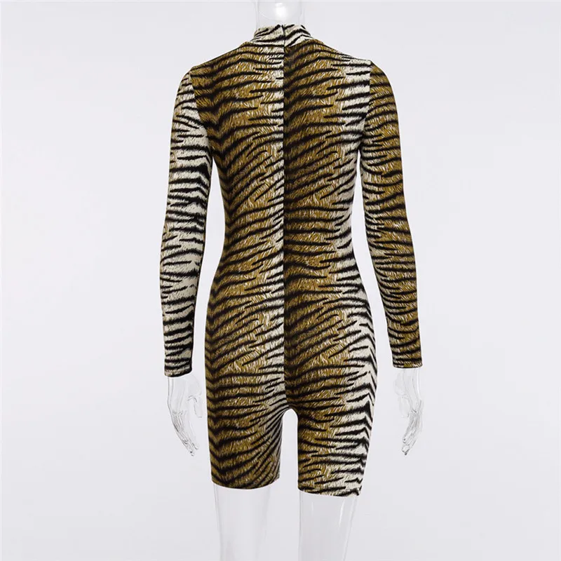 

Sexy Women Long Sleeve High Neck Leopard Print Skinny Jumpsuit Rompers Turtleneck Bodycon Playsuit Clubwear Spring