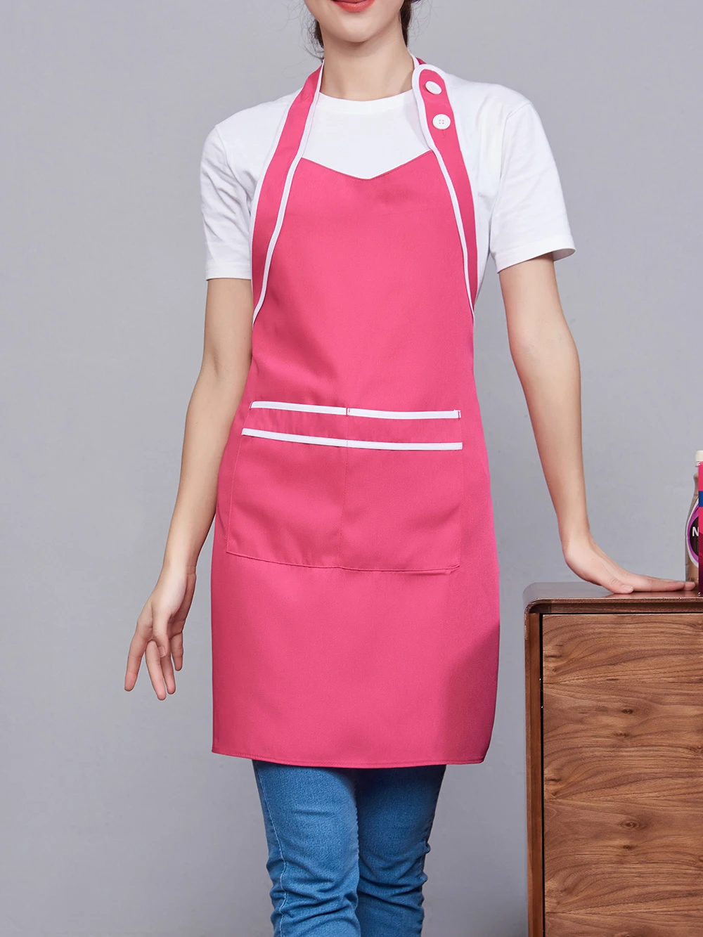 

New Fashion Canvas Kitchen Aprons For Woman Men Chef Work Apron For Grill Restaurant Bar Shop Cafes Beauty Nails Studios Uniform