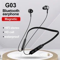 wireless bluetooth 5 0 earphones earbuds with microphone g03 stereo waterproof sports magnetic headphone neckband in ear headset