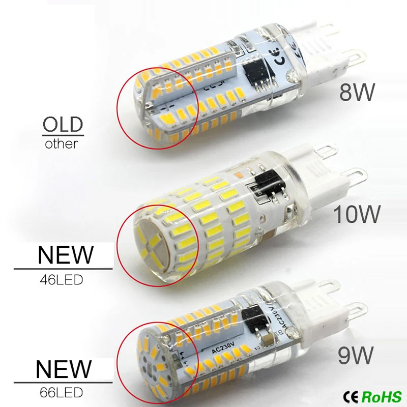 G4 G9 светодиодный светильник 3 Вт 7 8Вт 12Вт Bombillas AC220V SMD3014 галогенные 360 Угол луча 12v