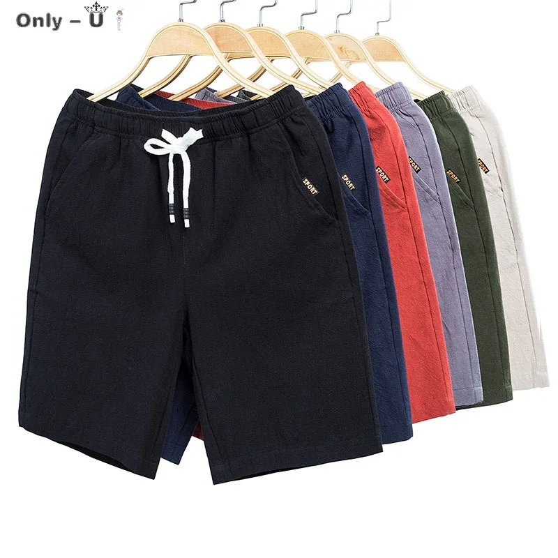 

Summer New Men's Fashion Cotton Casual Shorts Men Drawstring Waist Black Khaki Men Shorts Big Size Men 4XL 5XL