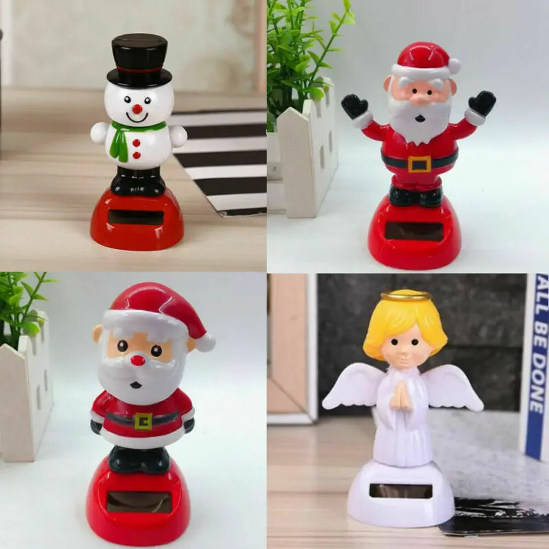 

2022 Newest Xmas Fun Solar Powered Flip Flap Car Home Desk Dancer Swing Toy Gifts Cartoon Shaking His Head Dolls Car Decorations