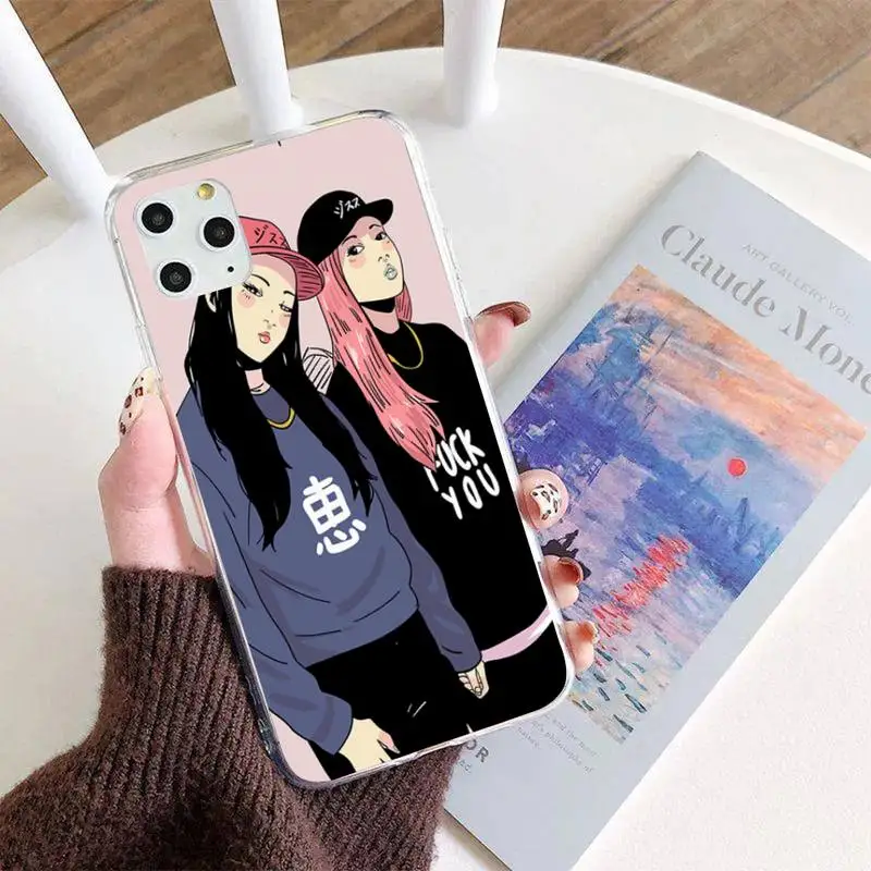 Мягкий черный чехол для телефона Motirunner Cute Girl Iphone7 8 Plus SE2020 X XS MAX2 11PRO IX2