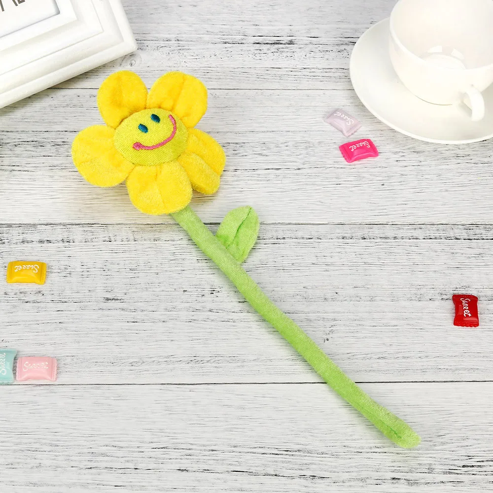 Плюшевые Дейзи цветок с смайлик счастливого лица красочные гибкие стебли