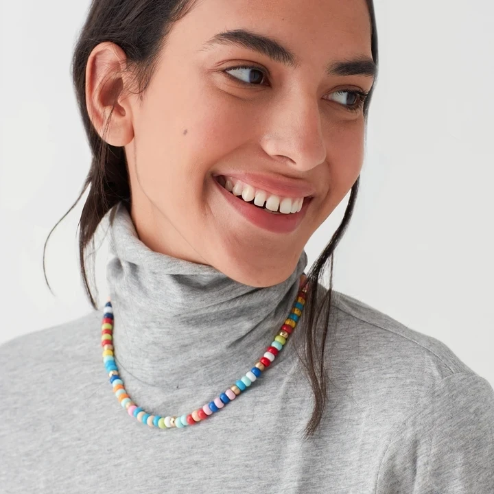 Женское богемное ожерелье чокер brioche boho летнее с радужными бусинами для девочек