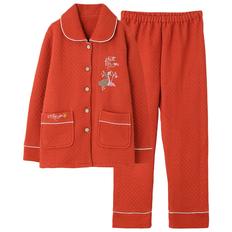 

Женская Хлопковая пижама с зажимом, Зимняя Толстая теплая женская пижама с длинным рукавом с принтом, Повседневная Пижама размера плюс, жен...