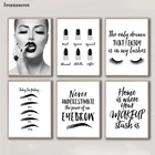 Настенная картина для макияжа бровей, холст, красивая картина для ногтей, с принтом с цитатой для ресниц и постер для девушки, комнаты, домашний декор