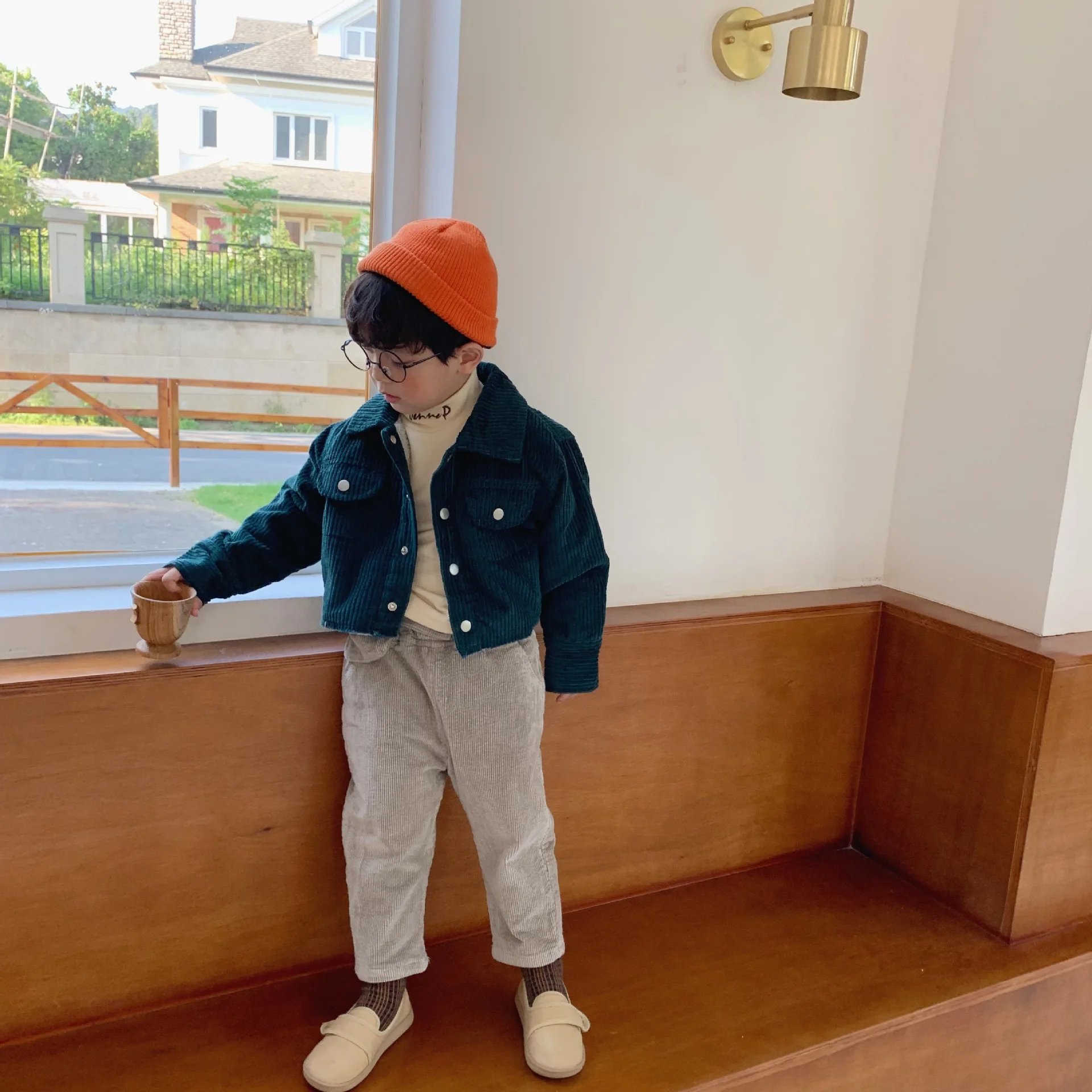 Зимние Модные утепленные вельветовые штаны из мягкого флиса для мальчиков с