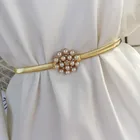 Женская эластичная цепочка, тонкие ремни золотистого и серебристого цвета, искусственный жемчуг, цветок, листья, металлическая пряжка, ремень для рубашки