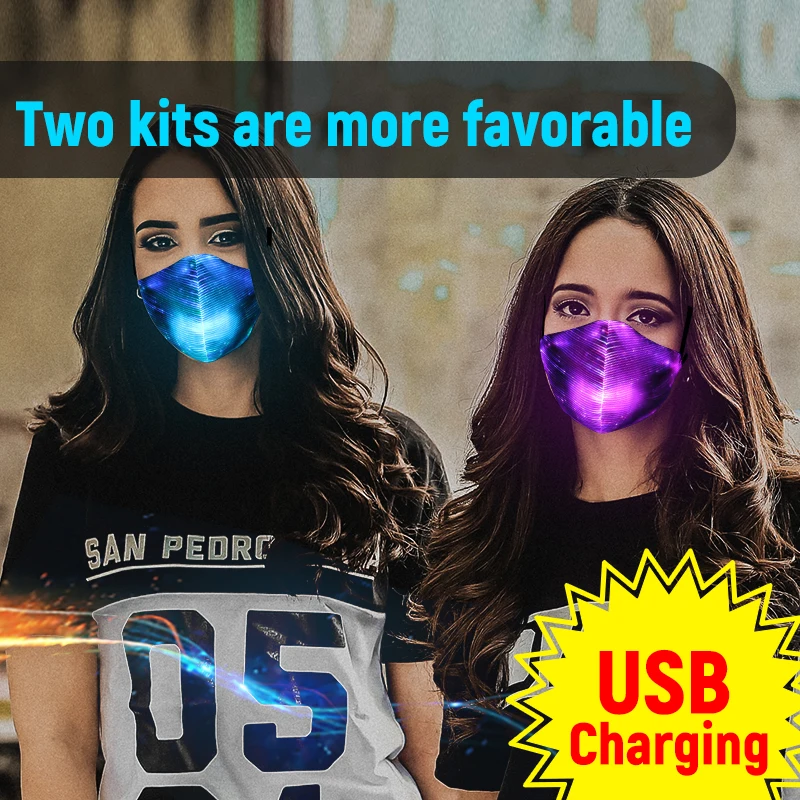 Мигающая маска цветная светодиодная для Хэллоуина светящаяся вечеринки