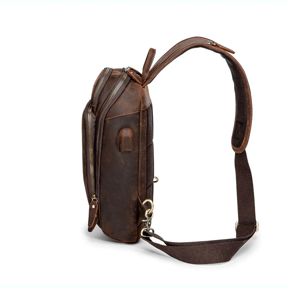 Брендовая мужская сумка-мессенджер из натуральной кожи, винтажная ручная сумка через плечо, Мужская Большая вместительная нагрудная сумка Z1921
