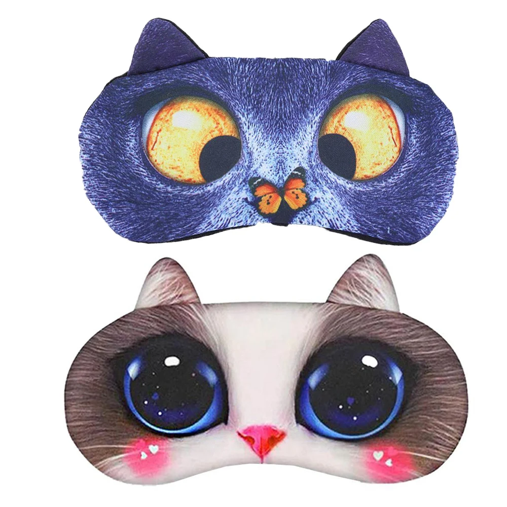 CuteCat 3D маска для сна, натуральная маска для сна, маска для глаз, покрытие для век, повязка для глаз, для женщин и мужчин, мягкая переносная повязка на глаза, дорожная повязка на глаза