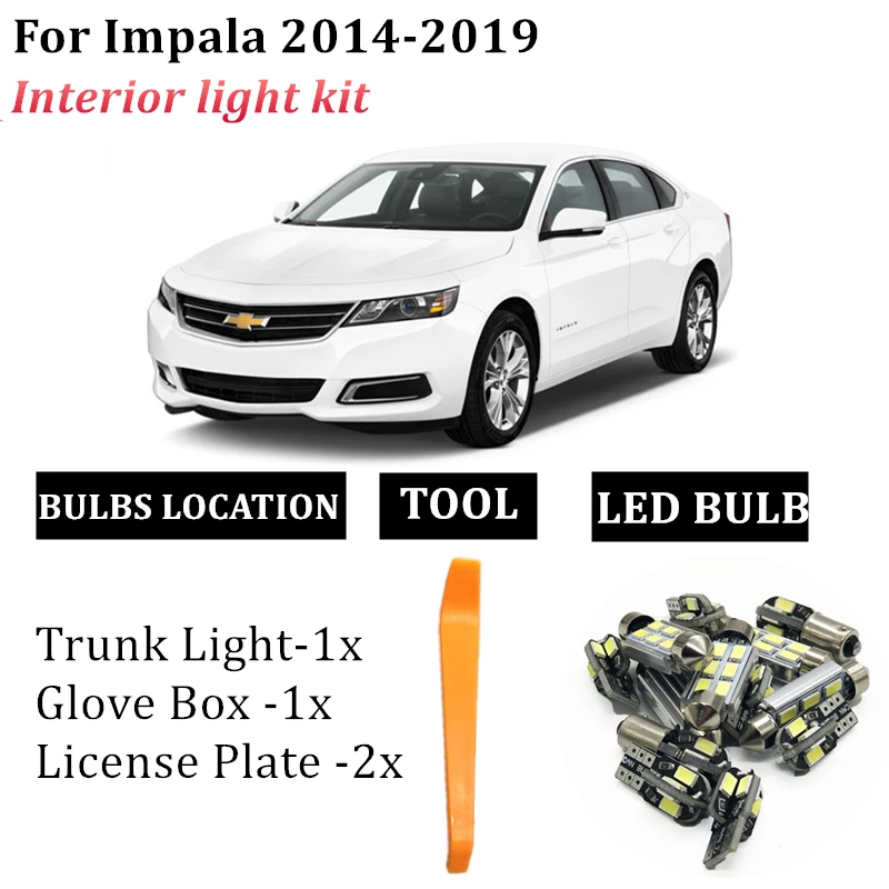 4 шт. T10 светодиодный для Chevrolet Chevy Impala 2014 2015 2016 2017 2018 2019 автомобиля лампы подсветки