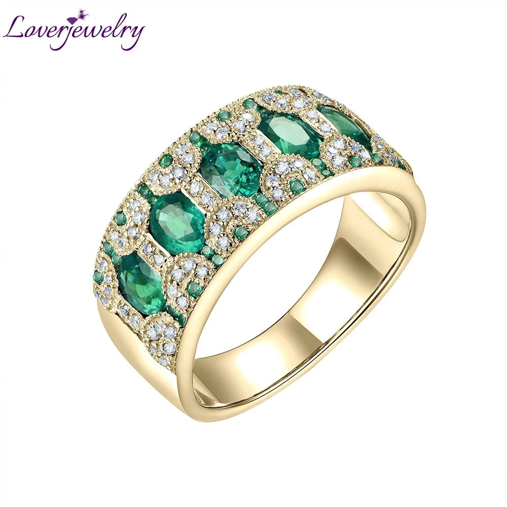 Кольца для женщин 18 К желтое золото натуральный 1.5Ct изумрудные рубиновые сапфировые настоящие бриллианты вечерние кольцо на головщину полосы подарок ювелирные изделия