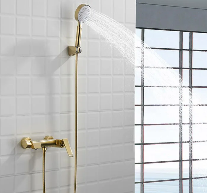 brushed gold bathtub faucet Plated Hand Held Shower Head Hose and gold Holder brushed gold shower  Multifunction Function TH809