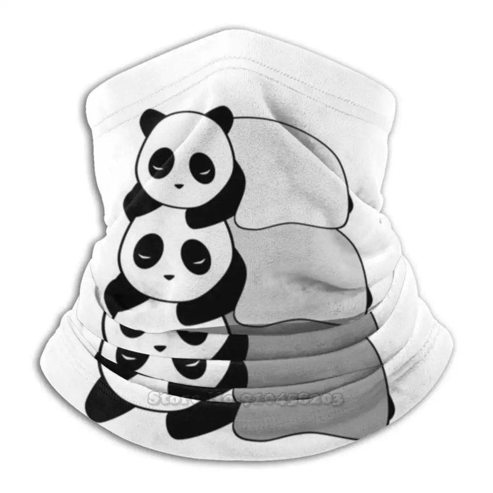 

Sleepy Panda Stack ( Grey , White Background ) Bandana Scarf Mask Scarfs Neck Warmer Headwear Grey Gray Greyscale Grayscale