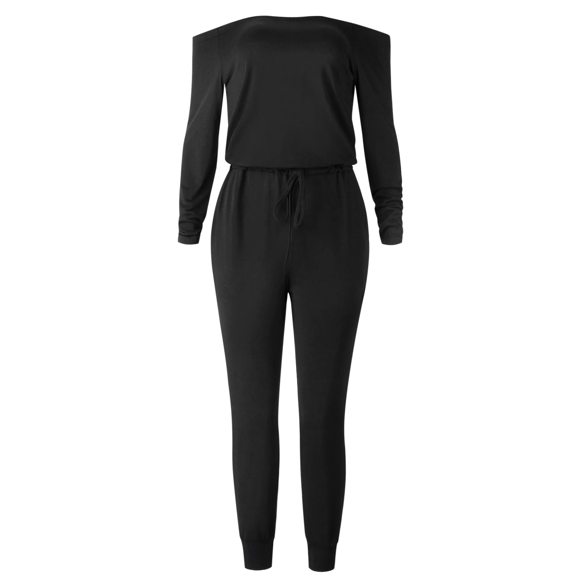 

Fall Winter Sexy Slash Neck Off Shoulder Female Long Sleeve Jumpsuit Overalls