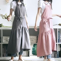 japanese style cotton linen fishtail apron girl baking barista florist work clothes apron women gardener housework kitchen apron