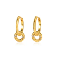 ins minimalist style golden ring hoop earrings zircon earrings for women trend jewelry circle earrings pendant earrings