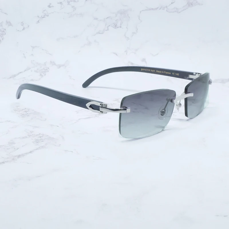 

Солнцезащитные очки Buffalo Horn Carter, квадратные роскошные дизайнерские очки без оправы, белые и черные модные солнцезащитные очки с защитой от у...