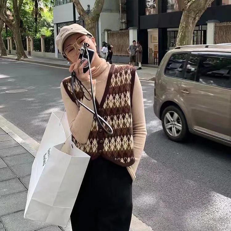 

Женский Жаккардовый трикотажный жилет с V-образным вырезом, весна 2021