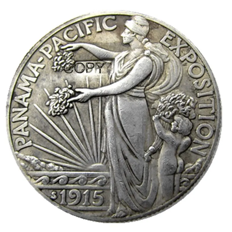 Копия посеребренной монеты в форме полудоллара стиле Панамы 1915-х годов США | Дом и