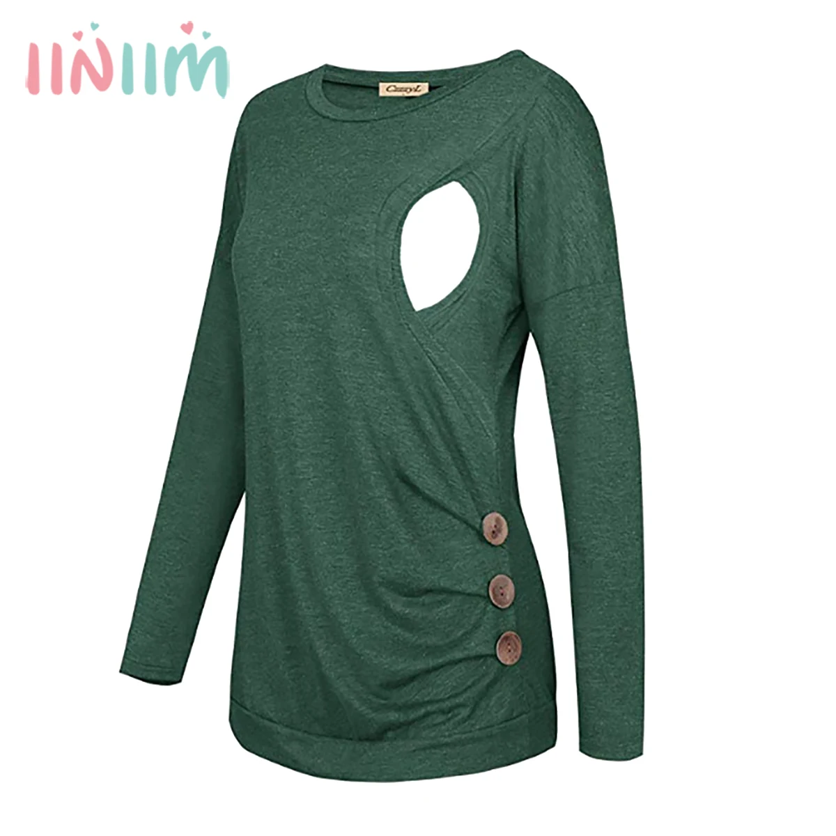 

iiniim Women's Maternity Breastfeeding Tops Cotton Long Sleeve Pregnant Tee Pregnancy Breastfeeding T-shirt Maternity Clothing