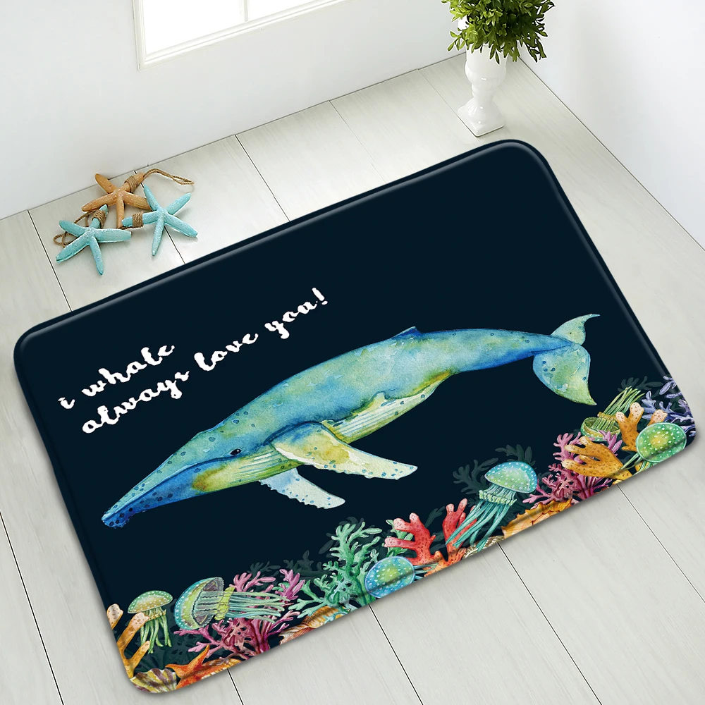Дельфин коврик для ванной с рыбами Ванная комната нескользящими накладками