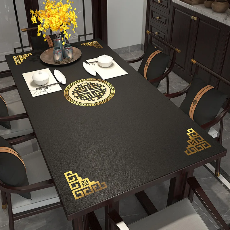 

New Chinese Tablecloth Waterproof Rectangular coffee table mat household Table Cover Pad Kitchen Oil-Proof PU Table Mat