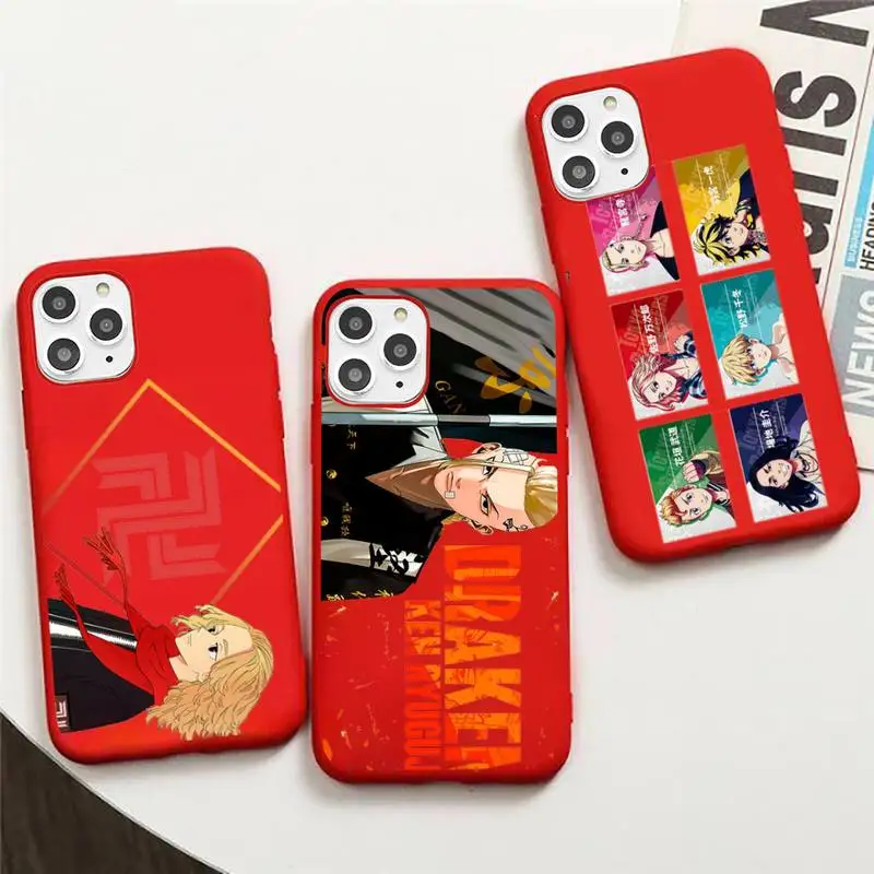 

Tokyo Revengers Phone Case Red Candy Color for iPhone 11 12 mini pro XS MAX 8 7 6 6S Plus X SE 2020 XR