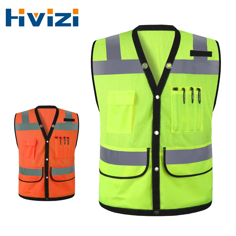 

Защитный светоотражающий жилет с карманами, сетчатый жилет для мужчин, жилет высокой видимости для бега, жилет для безопасности ночью, форм...