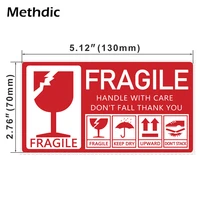 methdic 250pcsroll 130x70mm self adhesive red fragile label fragile stickers for logistics shipping and packing