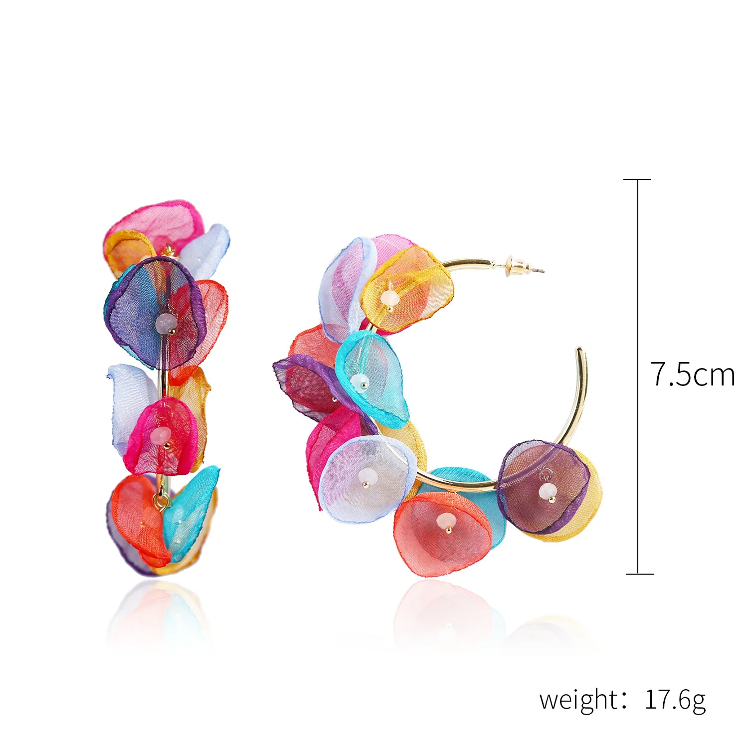 

CO coolest Korean fashion colour lace petal exaggerated circle earrings wholesale earrings For Women Drops Earrings
