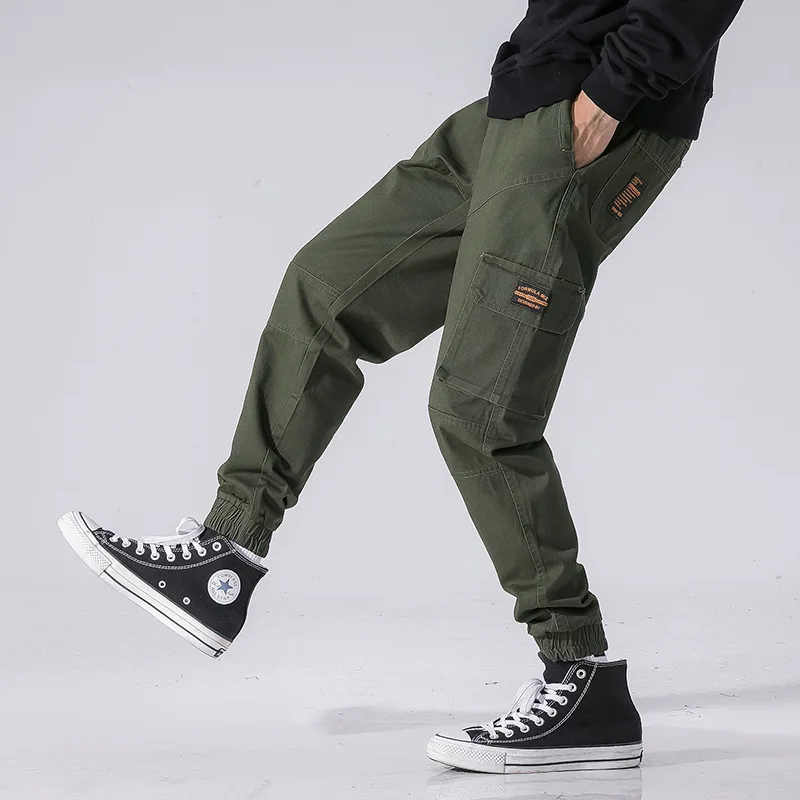 

wholesale 2021 Hiking travel men's elastic waist trendy wild cargo beam feet loose sports casual overalls teenagers trousers