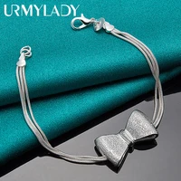 urmylady 925 sterling silver bowknot bracelet charm three snake chain wedding engagement party for woman fashion jewelry