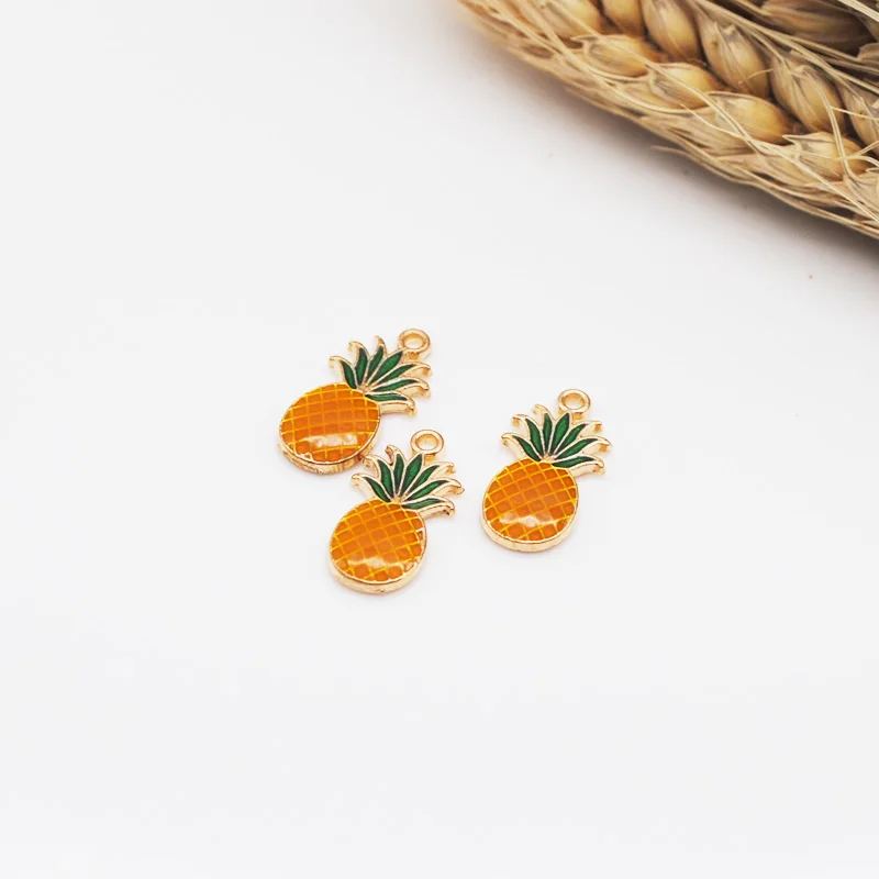 20 шт./лот Шарм Подвески в виде ананаса золотой цвет желтый и зеленый цвета эмаль