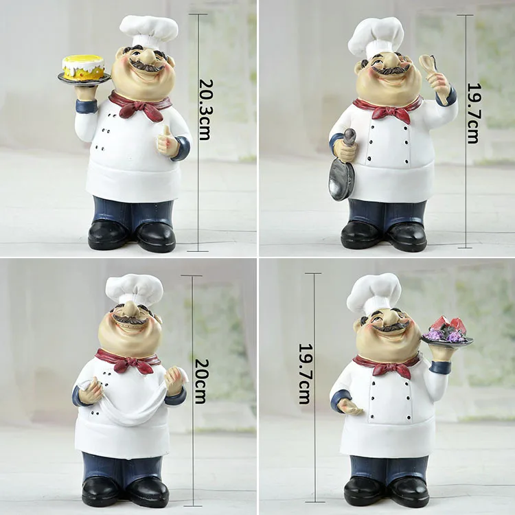 Смешная милая фигурка повара модель статуэтки из смолы декоративные украшения для булочной, ресторана, бистро, кондитерской, домашнего декора, подарка, преимущества.