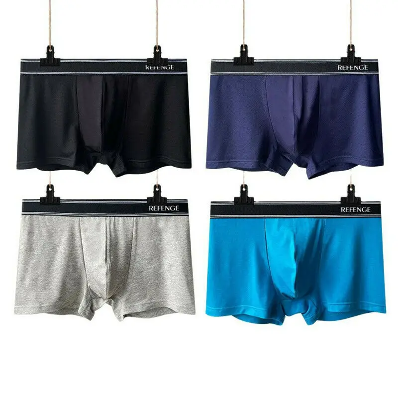 

4 Pack Big Size Men Underwear Blue Boxers Briefs Black Shorts Red Panties Gray Underpants Boy Undies Homme Knickers XXL 3XL 4XL