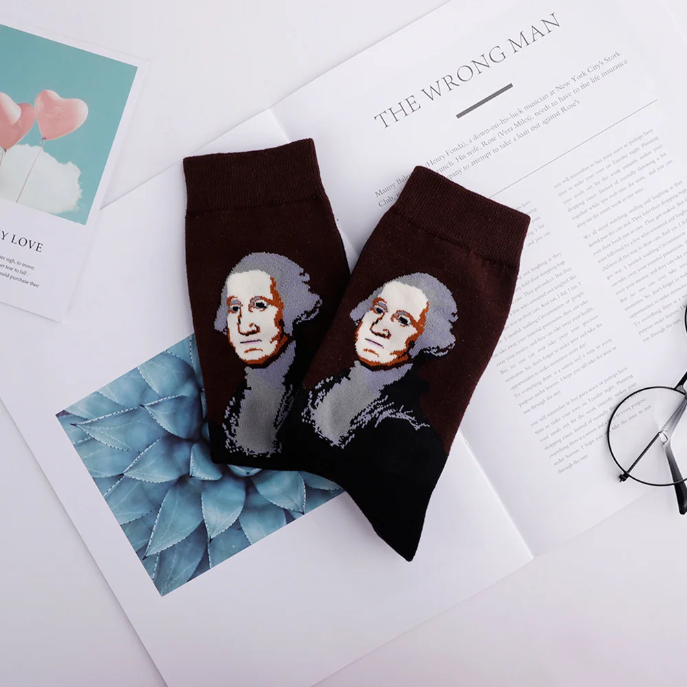 

10 Pairs of Socks Women Cotton Socks Color Retro Oil Painting Renaissance Van Gogh Mona Lisa Print Casual Fun Socks On Sale