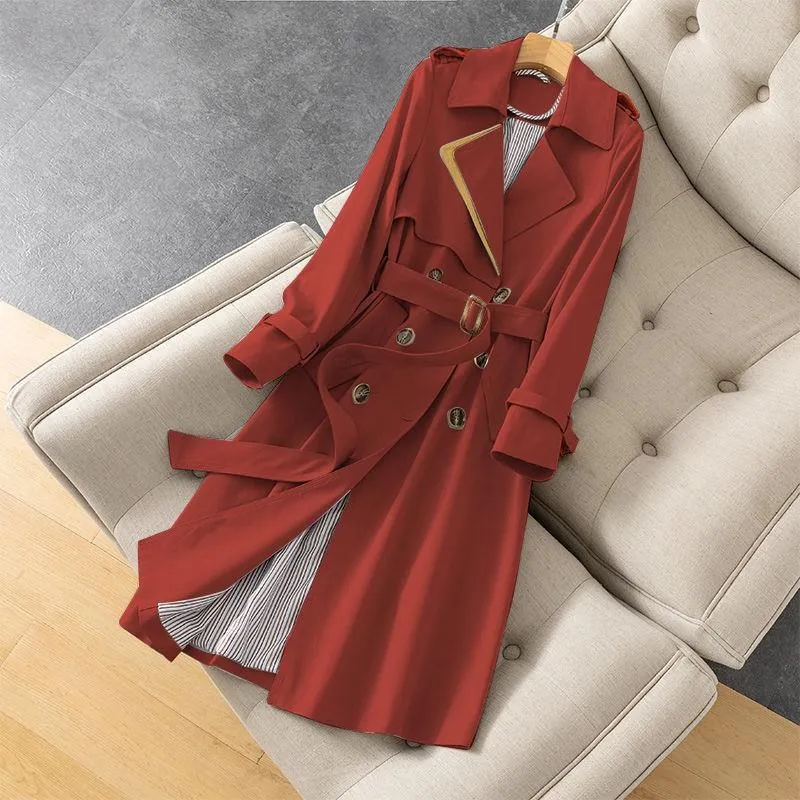 Женская ветровка с поясом верхняя одежда средней длины весна-осень 2022 пальто