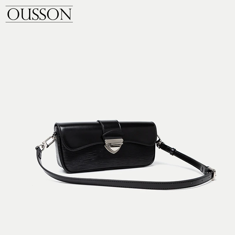 

OUSSON Fashion Exquisite Women's Shoulder Bags Small Handbag French Style Baguette Bag Lady Leather Underarm Bag
