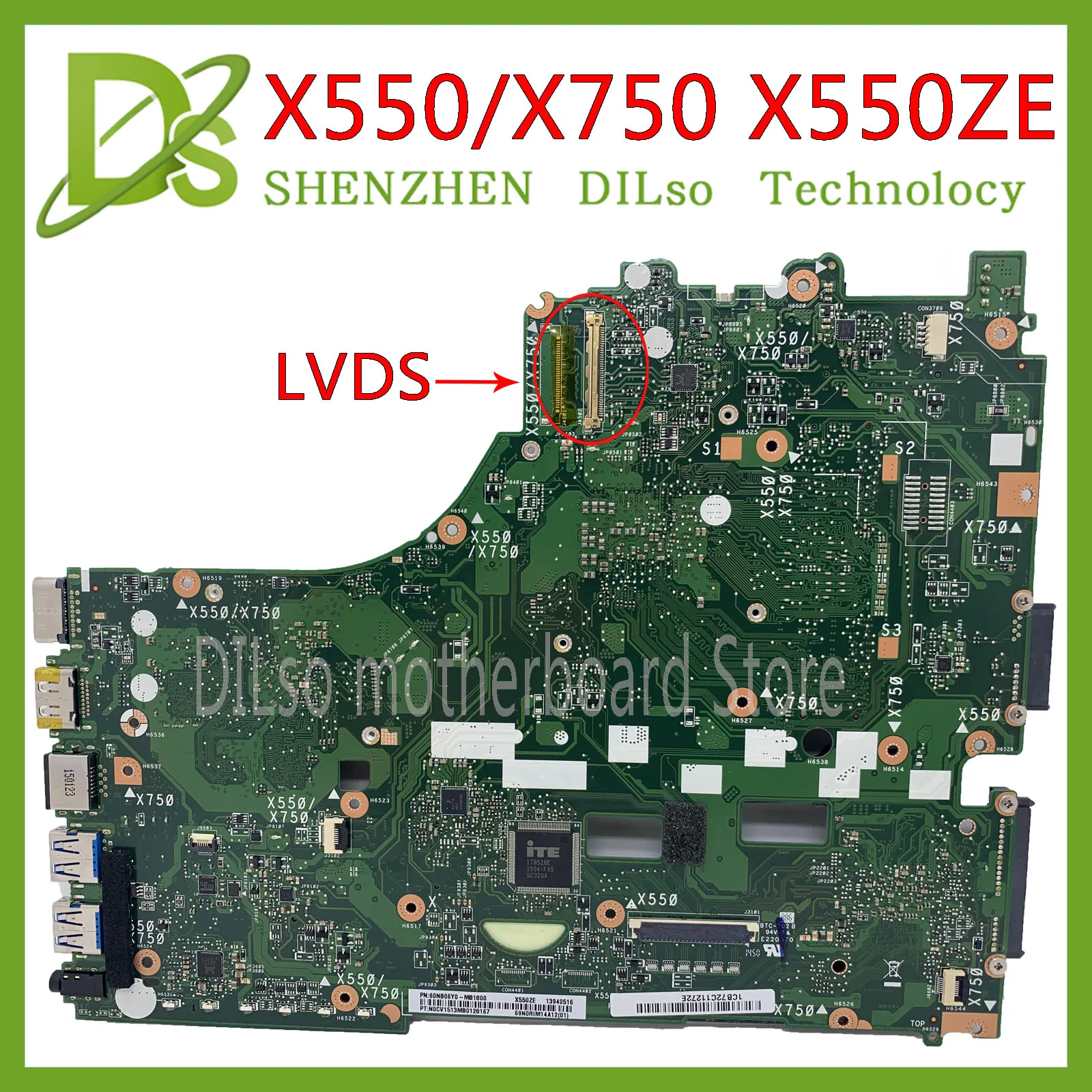 KEFU X550ZE For ASUS VM590Z K550ZE F550ZE A550ZE Laptop Motherboard X550Z Mainboard type1 LVDS OR type2 EDP A8 A10 FX7600P 7500P enlarge
