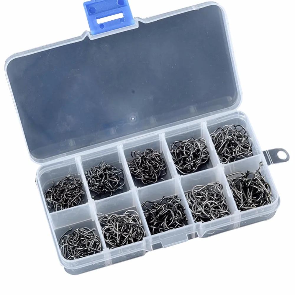 

500Pcs/Lot Carbon Steel Fishing Hook Fishhooks Fishing Hooks With Hole Fishing Tackle Box